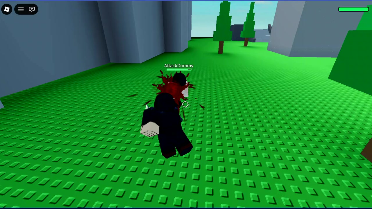 Sword Combat System gameplay preview: character fighting attack dummies with blood splash VFX